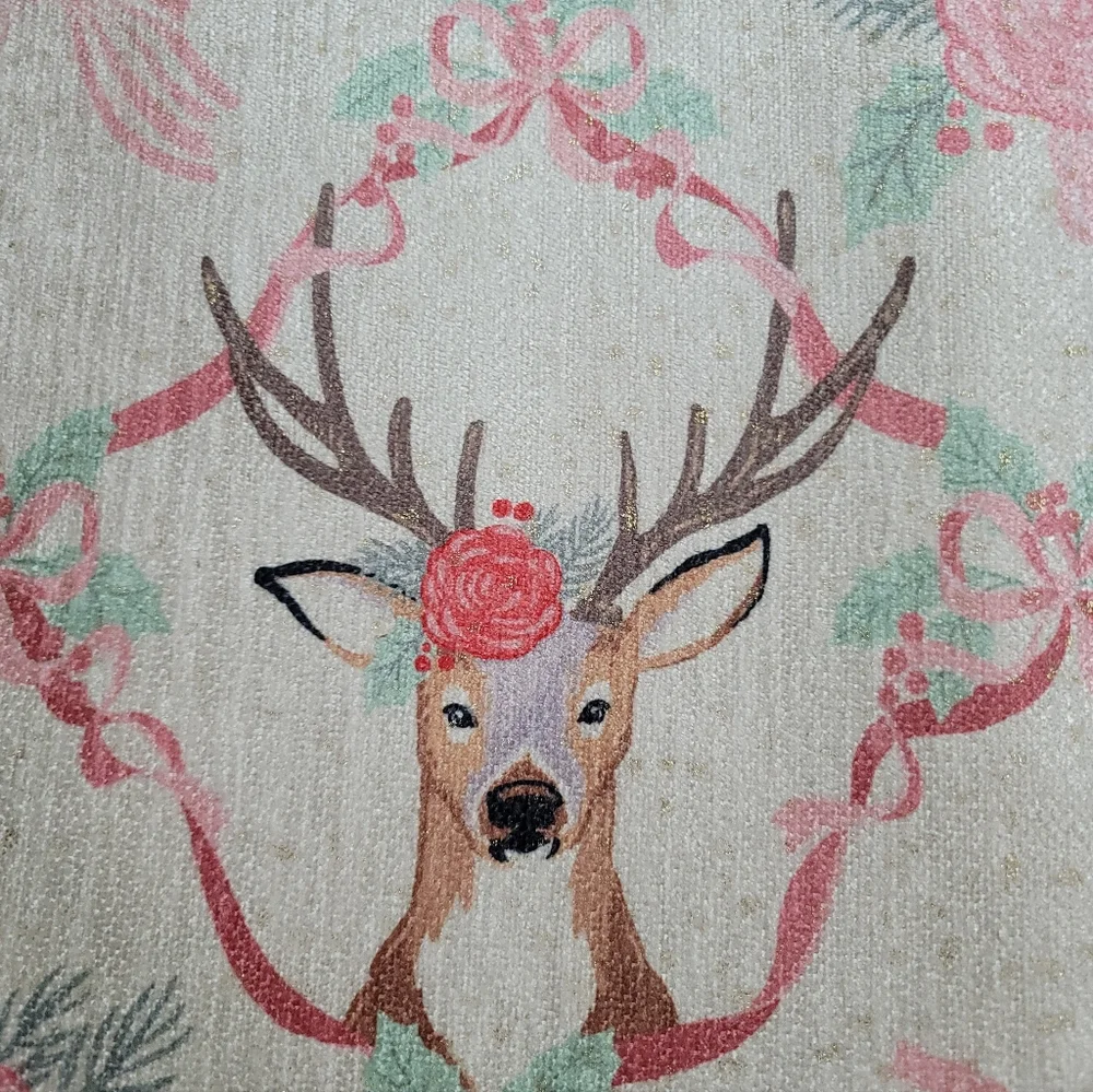 Christmas Pink Reindeer Rug 2pk Set For Sale